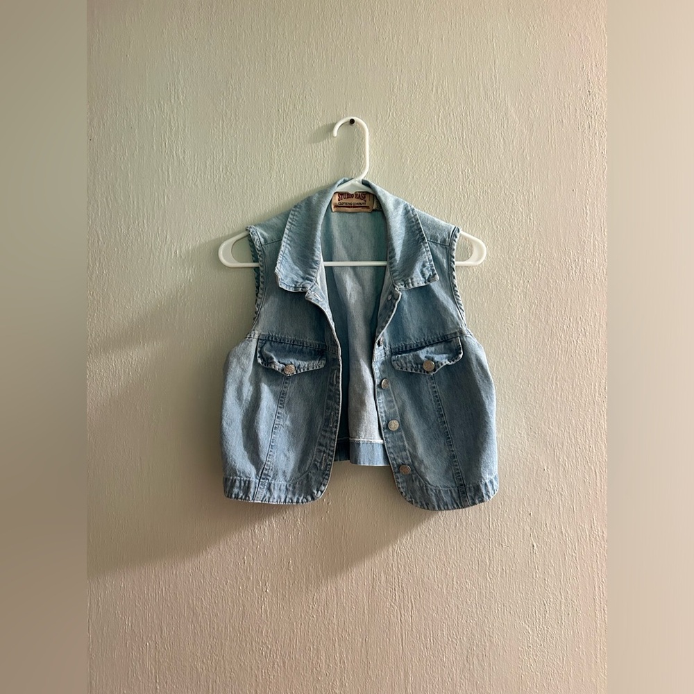 cropped denim vest